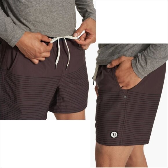 Men's Vuori Kore Mahogany Stripe Shorts 6"-with Boxer Brief Liner-Size M (VW303) - Picture 3 of 11